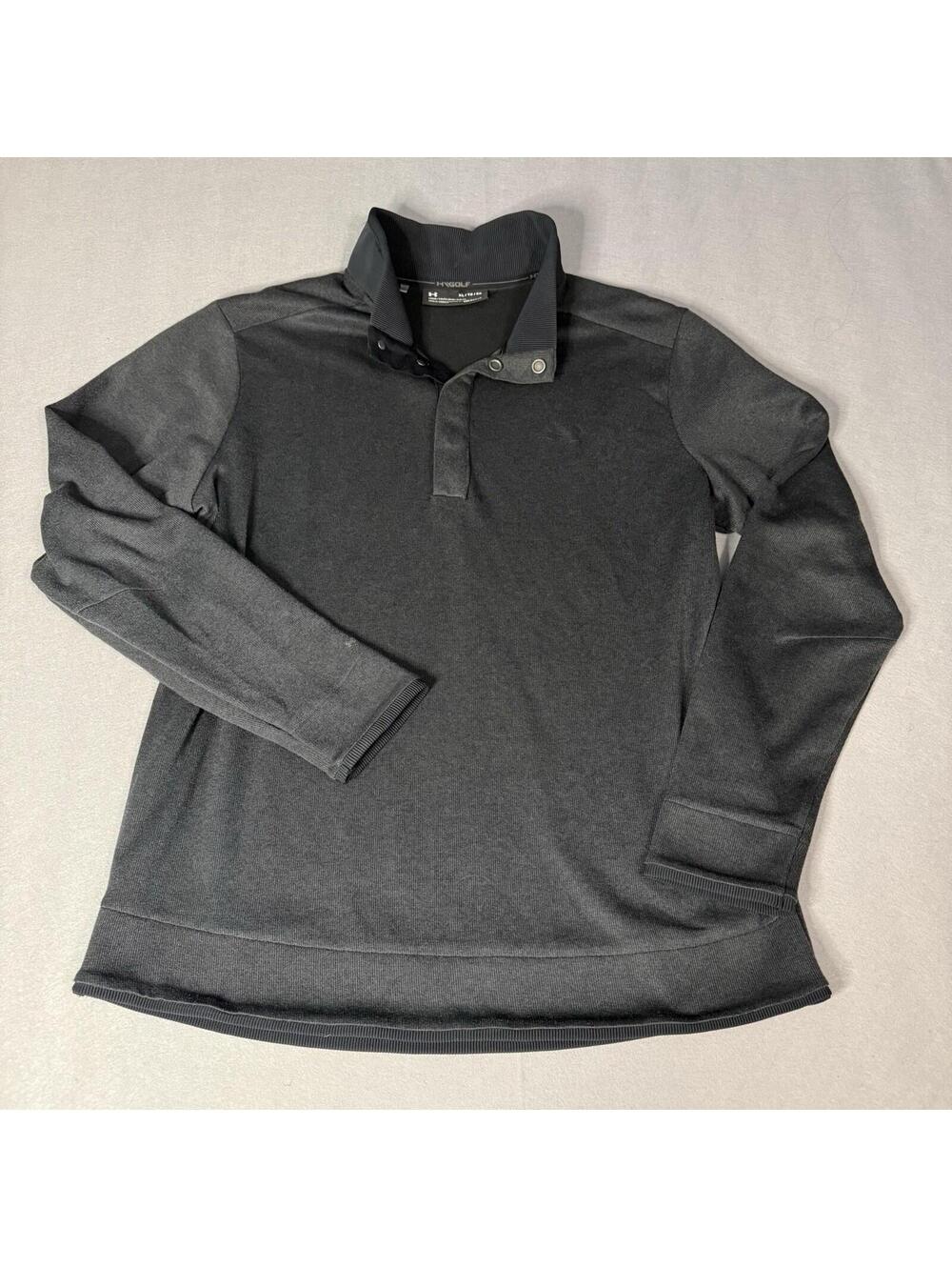 Under Armour Mens XL Storm Cold Gear Quarter Button Up Pullover Black  Sweater